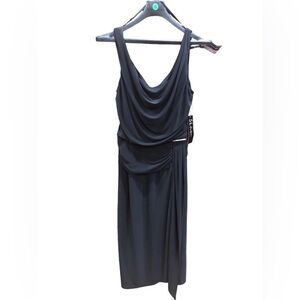 NWT S. L. Fashions Black Sleeveless MIDI Dress w/ Rhinestone accent Sz 8